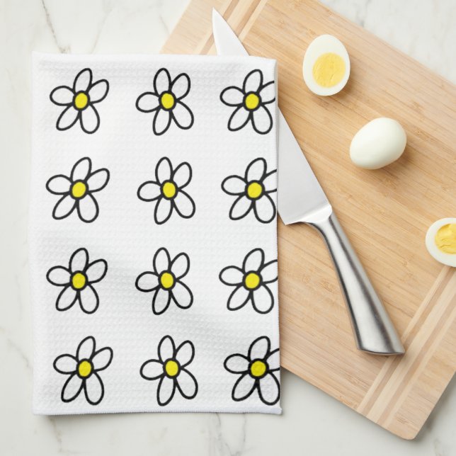 Paño De Cocina Personalizable Daisies (Doblado Cuarto)