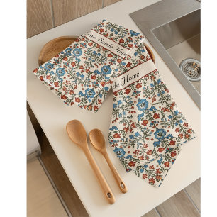 Paño De Cocina Personalizable de diseño de flores de arte folclór
