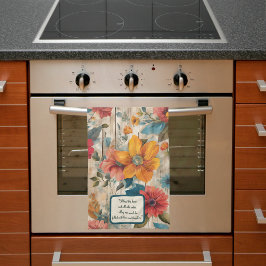 Paño De Cocina Personalizable de flores rusticas coloridas