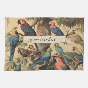 Paño De Cocina Personalizable de loros botánicos vintage