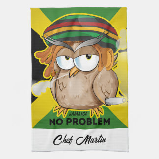 Paño De Cocina Personalizable divertido de búho humeante rasta de
