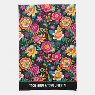 Paño De Cocina Personalizable Fiesta Floral Extravaganza