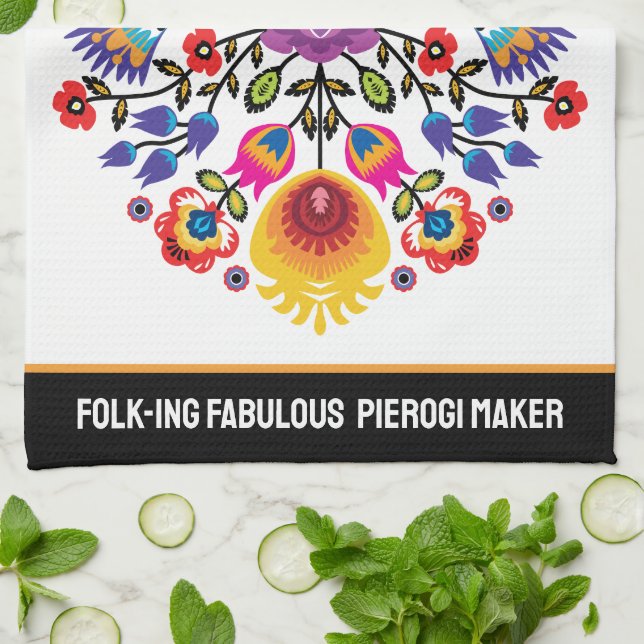 Paño De Cocina Personalizable Folk-ing Fabulous Pierogi maker (Doblado)