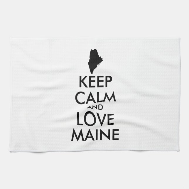 PAÑO DE COCINA PERSONALIZABLE MANTENER CALMA Y AMAR A MAINE (Horizontal)