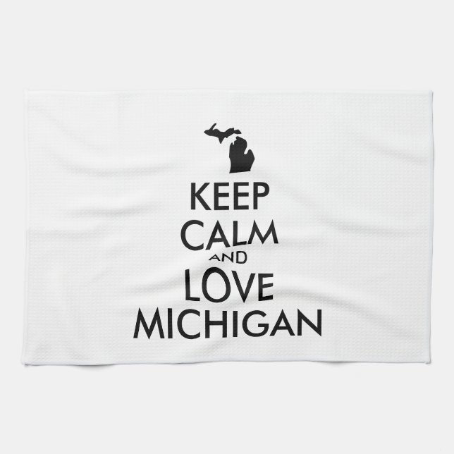 Paño De Cocina Personalizable MANTENER CALMA Y AMAR A MICHIGAN (Horizontal)