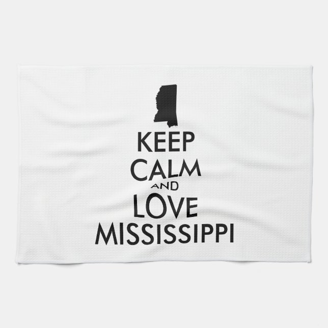 Paño De Cocina Personalizable MANTENER CALMA Y AMAR A MISSISSIPPI (Horizontal)