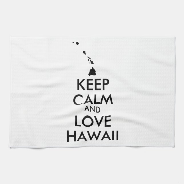 Paño De Cocina Personalizable MANTENER LA CALMA Y AMAR A HAWAII (Horizontal)