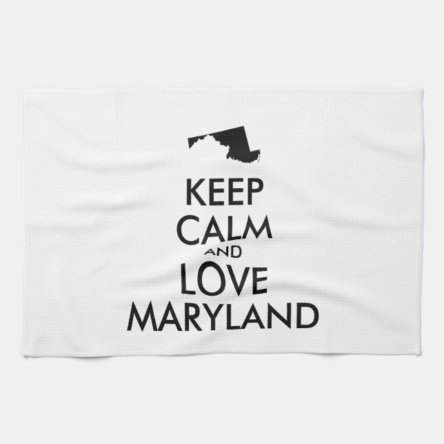 Paño De Cocina Personalizable MANTENER LA CALMA Y AMAR A MARYLAND (Horizontal)