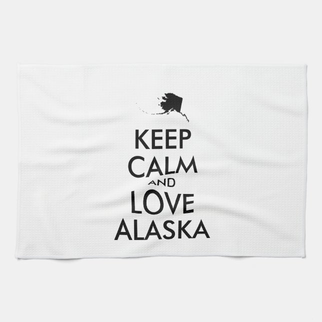 Paño De Cocina Personalizable MANTENGA LA CALMA Y AME A ALASKA (Horizontal)
