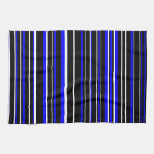 Paño De Cocina Personalizable negro, azul y franja blanca