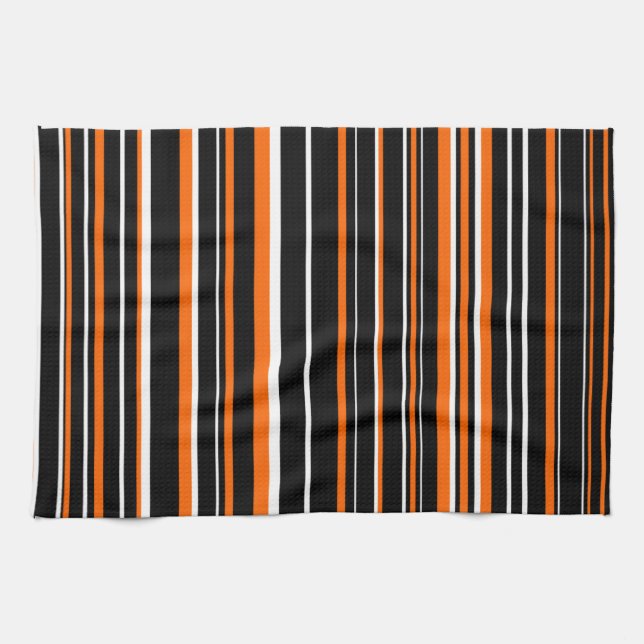 Paño De Cocina Personalizable negro, Naranja y franja blanca (Horizontal)