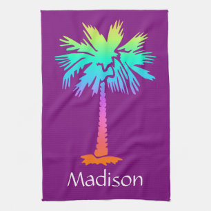 Paño De Cocina personalizable tropical de la púrpura del verano