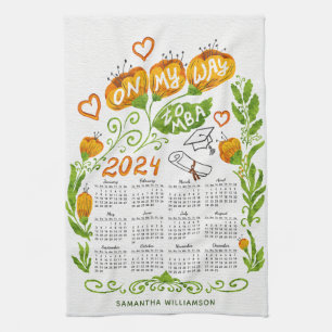 Paño De Cocina Personalizado 2024 Calendario Naranja Estudiantil 
