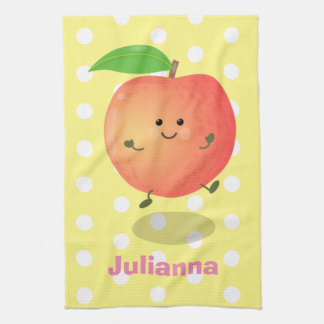 Paño De Cocina Personalizado amarillo de melocotón alegre (Vertical)