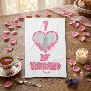 Paño De Cocina Personalizado Amo a mi esposo – Agregar foto y nom