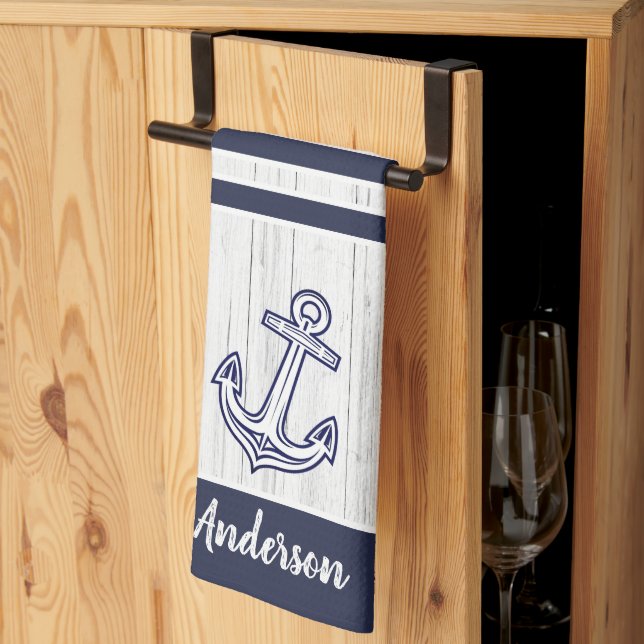 Paño De Cocina Personalizado Anchor Nautical Bathroom Ocean Naval (Pliegue de tercios)