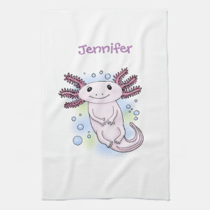 Paño De Cocina Personalizado axolotópico rosa adorable
