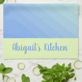 Paño De Cocina Personalizado Azul Verde Amarillo Ombre Elegante