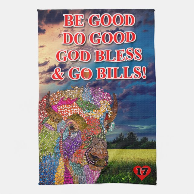 Paño De Cocina Personalizado Buffalo American Bison Kitchen Toall (Vertical)