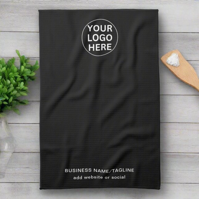 Paño De Cocina Personalizado Business Text & Logo l Promo en blan (Subido por el creador)