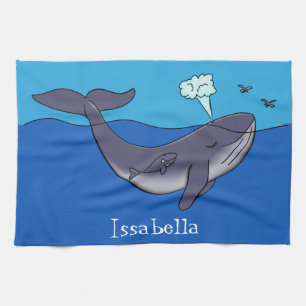 Paño De Cocina Personalizado caprichoso de ballenas y terneros