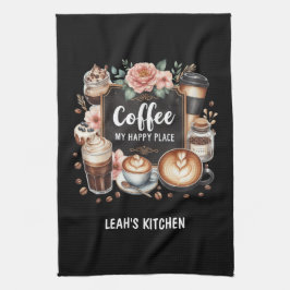 Paño De Cocina ☕ Personalizado Coffeecore Kitchen Cafe Happy Plac
