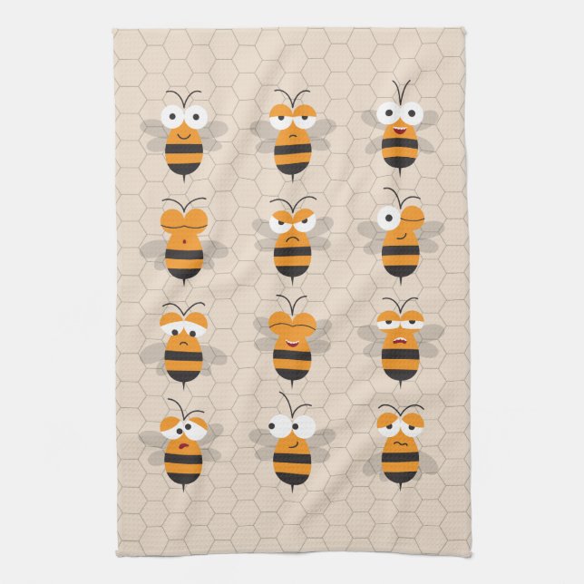 Paño De Cocina Personalizado Cute Funny Honey Bee Honeycomb (Vertical)