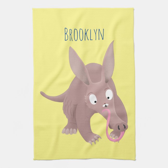 Paño De Cocina Personalizado de aardvark gracioso (Vertical)