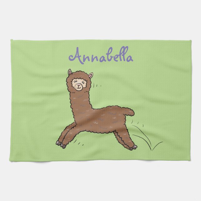 Paño De Cocina Personalizado de alpaca marrón feliz (Horizontal)