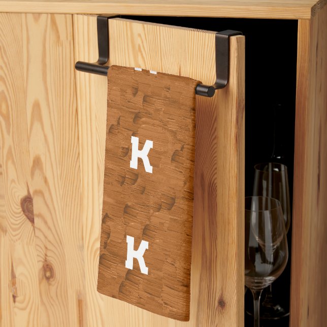 Paño De Cocina Personalizado de Boho Rustic Textured Wood brown (Pliegue de tercios)