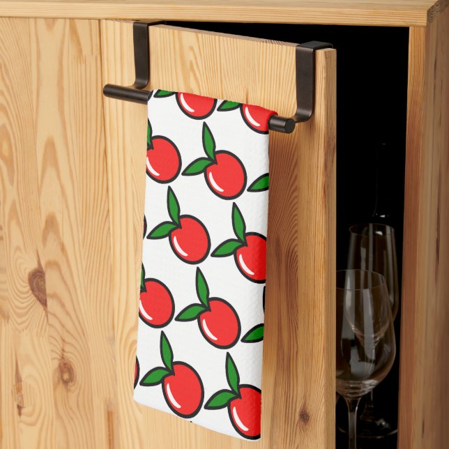 Paño De Cocina Personalizado de cocina divertida de Apple Cherry  (Pliegue de tercios)