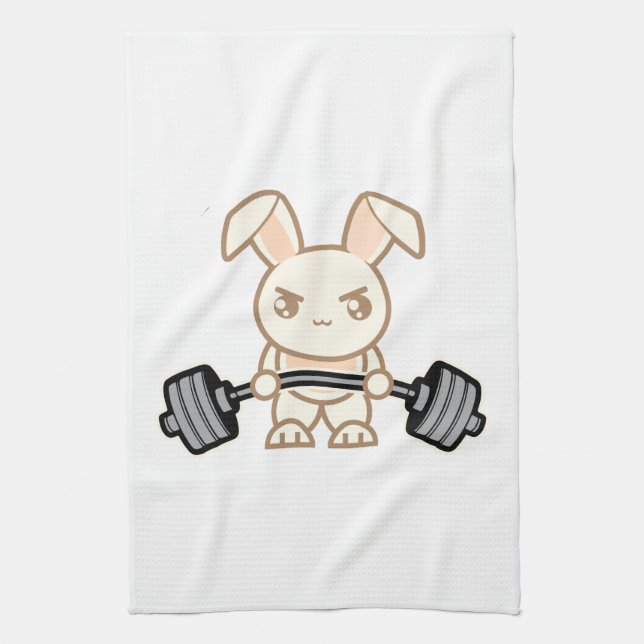 Paño De Cocina Personalizado de conejito levantador de peso - ent (Vertical)
