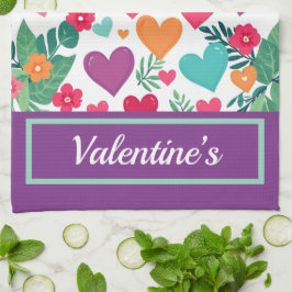 Paño De Cocina Personalizado de corazones coloridos