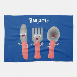 Paño De Cocina Personalizado de cubertería de bifurcación y cucha