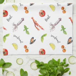 Paño De Cocina Personalizado De Delicias De Marisco Fresco