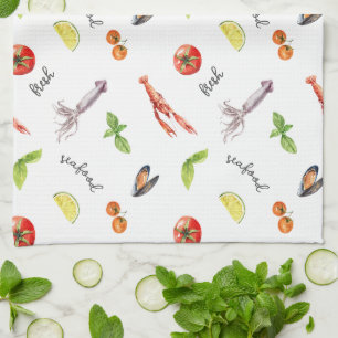 Paño De Cocina Personalizado De Delicias De Marisco Fresco