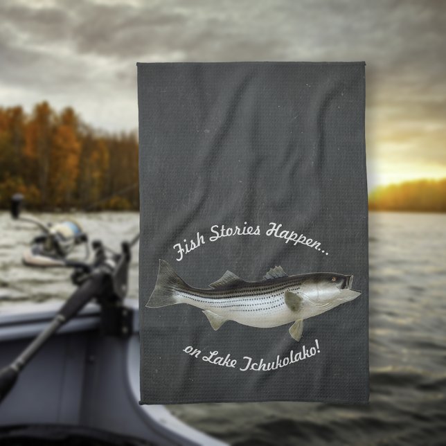 Paño De Cocina Personalizado de Fishing・Bass a rayas (Subido por el creador)