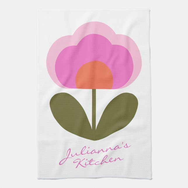 Paño De Cocina Personalizado de Flores Escandinavas Retro Cuidado (Vertical)
