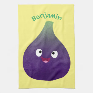 Paño De Cocina Personalizado de fruta púrpura feliz