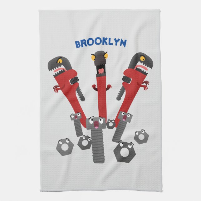 Paño De Cocina Personalizado de humor de herramientas monstruosas (Vertical)