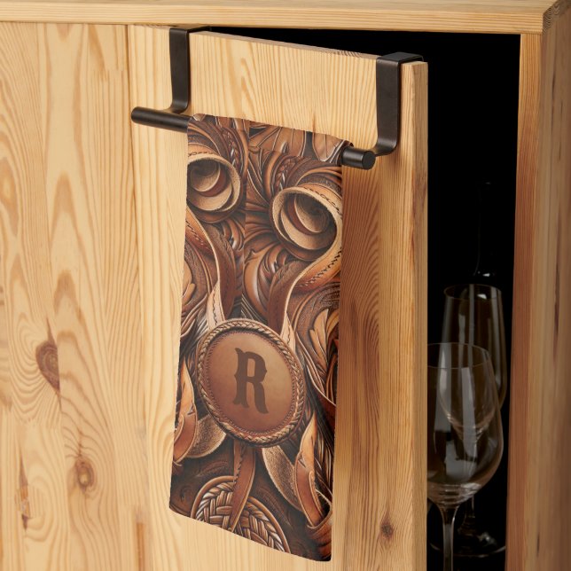 Paño De Cocina Personalizado de impresión de cuero con herramient (Pliegue de tercios)