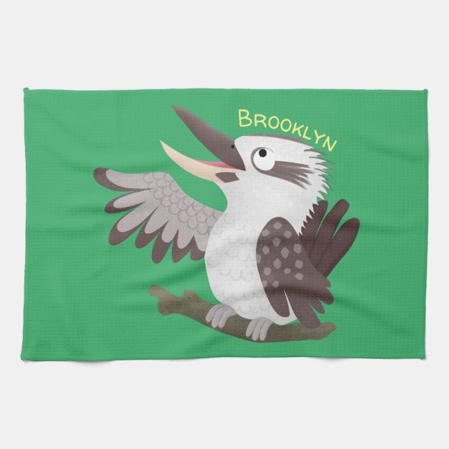 Paño De Cocina Personalizado de kookaburra gracioso (Horizontal)