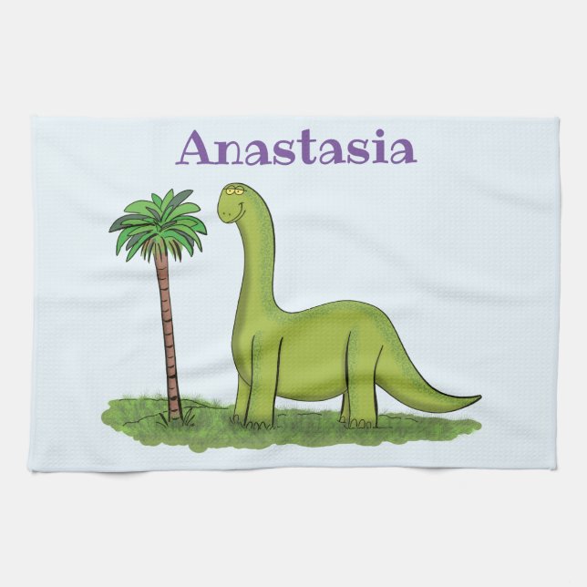 Paño De Cocina Personalizado de los dinosaurios de brontosauro ve (Horizontal)