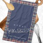 Paño De Cocina Personalizado de manjares navideños de Marina Blue<br><div class="desc">Este diseño cuenta con una toalla de cocina de enlucido azul marino de Feliz Navidad,  hace del aposento perfecto,  y es perfecto para el horneado de vacaciones,  usted puede crear su propio,  con tipografía de escritura de caligrafía plateada,  una linda Navidad,  sencillo estilo minimalista,  rústico clásico.</div>