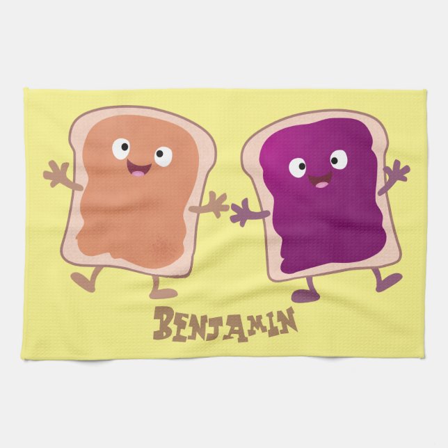 Paño De Cocina Personalizado de mantequilla de cacahuate y sandwi (Horizontal)