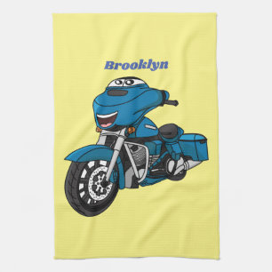 Paño De Cocina Personalizado de moto azul feliz