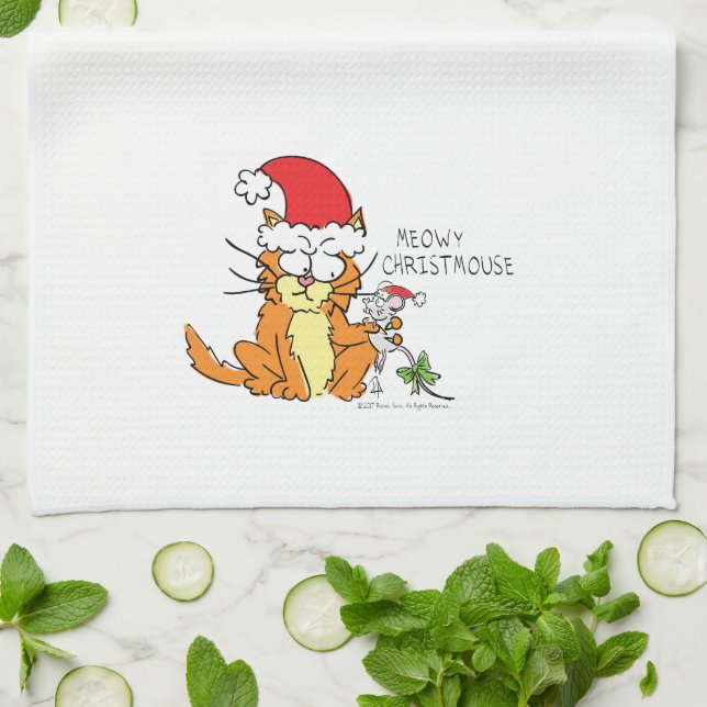 Paño De Cocina Personalizado de Navidades divertidos con gato Rat (Doblado)