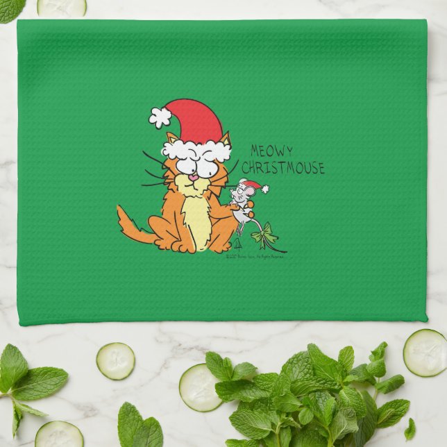 Paño De Cocina Personalizado de Navidades divertidos con gato Rat (Doblado)