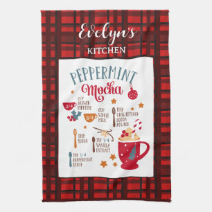 Paño De Cocina Personalizado de Navidades festivos con receta de 
