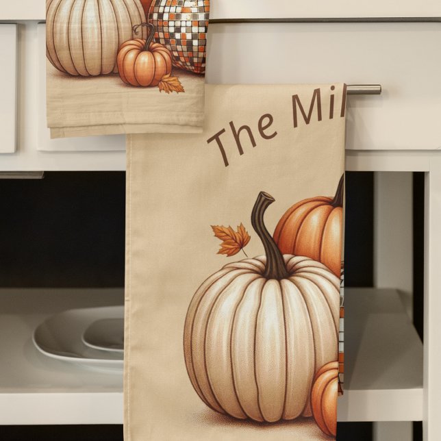 Paño De Cocina Personalizado de otoño de calabaza acuática (Watercolor Pumpkin Fall Autumn Custom Kitchen Towel)